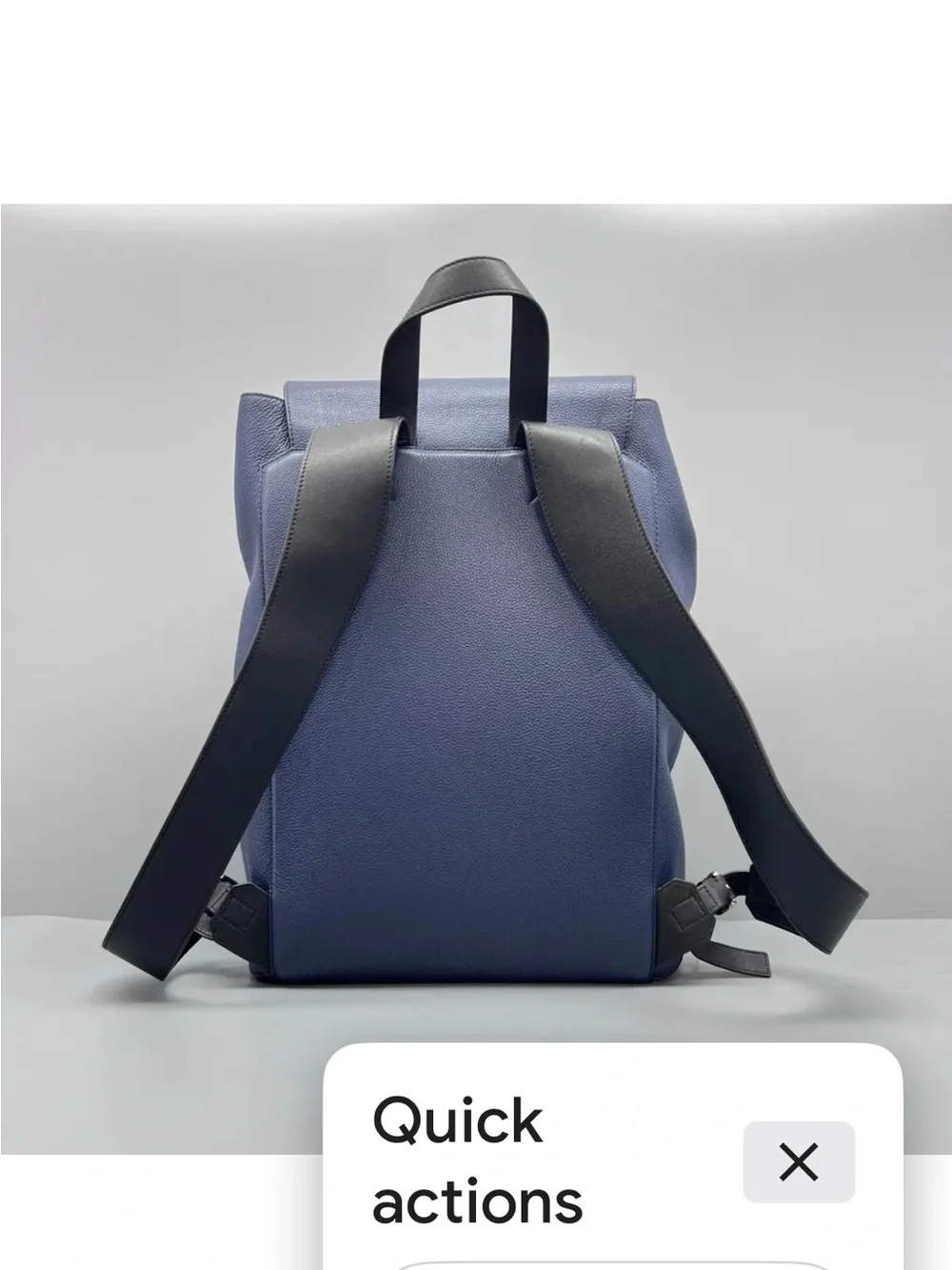 Loewe Navy Pebbled Leather Drawstring Backpack with Black Straps
